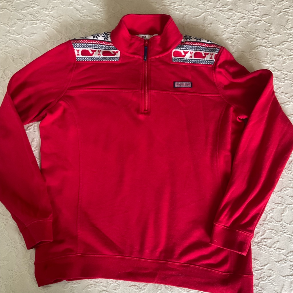 Vineyard Vines Red Shep Shirt 1/4 Zip Pullover Sweatshirt Women’s Large